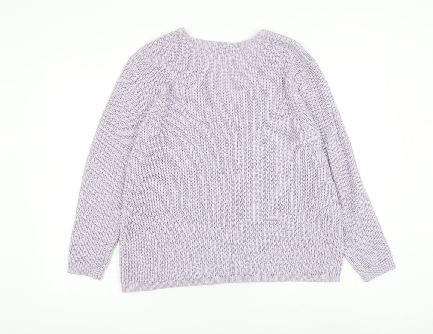 Peacocks Womens Purple V-Neck Polyester Pullover Jumper Size S