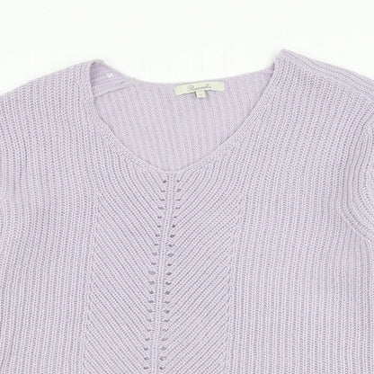 Peacocks Womens Purple V-Neck Polyester Pullover Jumper Size S