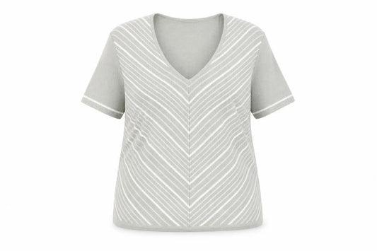 Berkertex Womens Grey V-Neck Striped Acrylic Pullover Jumper Size 14