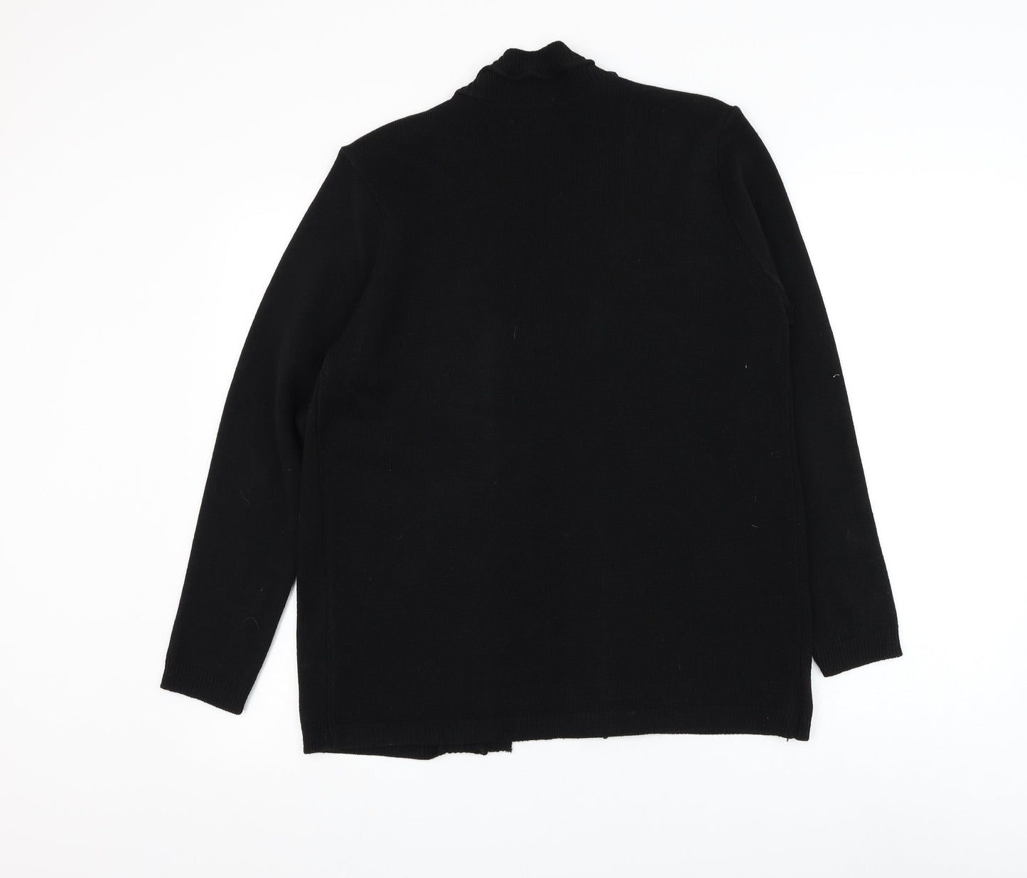 Me Womens Black Square Neck Striped Acrylic Cardigan Jumper Size M