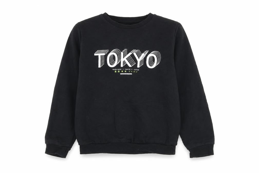 Primark Boys Black Cotton Pullover Sweatshirt Size 10-11 Years Pullover - Tokyo