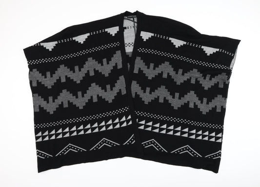 Atmosphere Womens Black V-Neck Geometric Acrylic Cape Jumper Size M