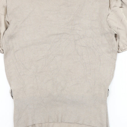 Essentials Style Womens Beige Viscose Basic Blouse Size 10 V-Neck