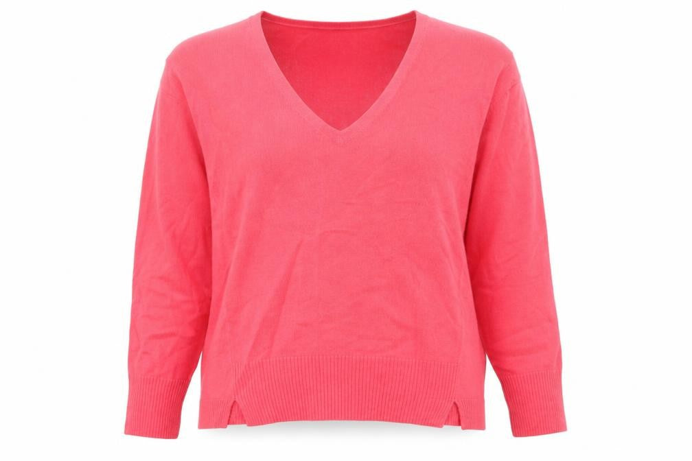 MAX&Co. Womens Pink V-Neck Acrylic Pullover Jumper Size 14
