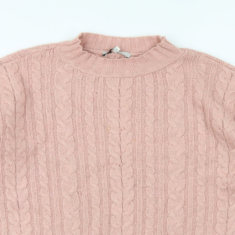 NEXT Womens Pink Mock Neck Acrylic Pullover Jumper Size M