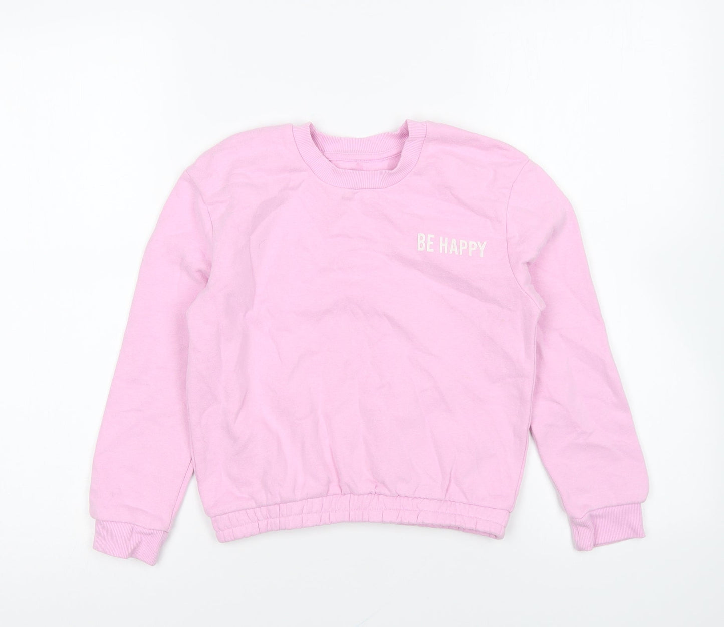 Nutmeg Girls Pink Cotton Pullover Sweatshirt Size 8-9 Years Pullover - Be Happy