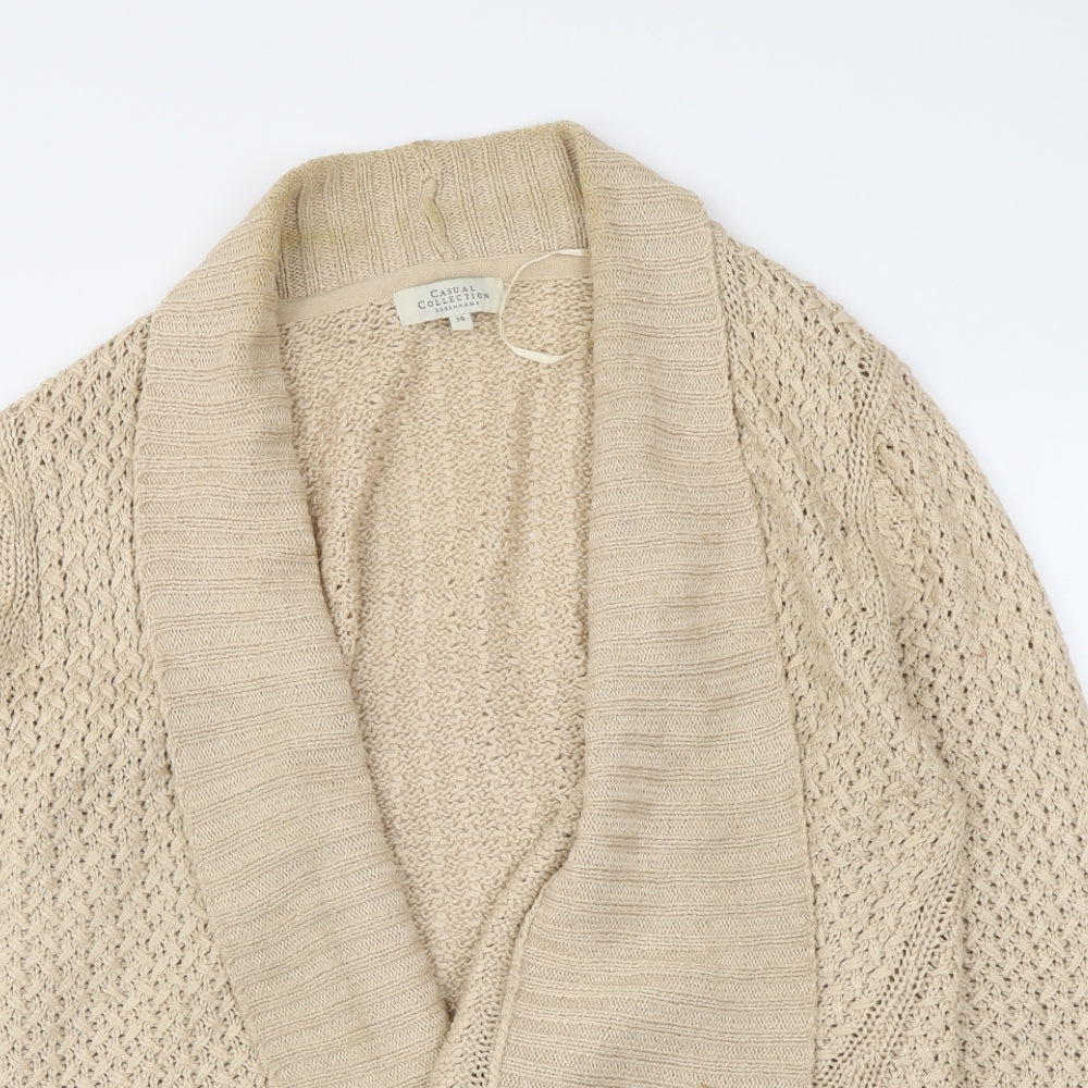 Debenhams Womens Beige V-Neck Acrylic Cardigan Jumper Size 14