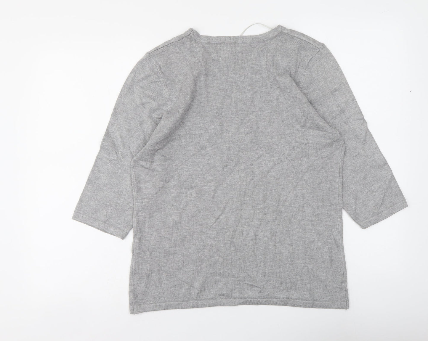 Anna Rose Womens Grey Round Neck Viscose Pullover Jumper Size L