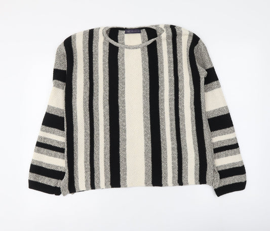 Marks and Spencer Womens Multicoloured Round Neck Striped Acrylic Pullover Jumper Size M