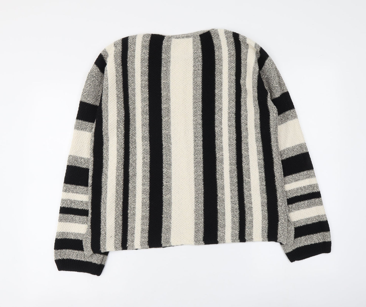 Marks and Spencer Womens Multicoloured Round Neck Striped Acrylic Pullover Jumper Size M