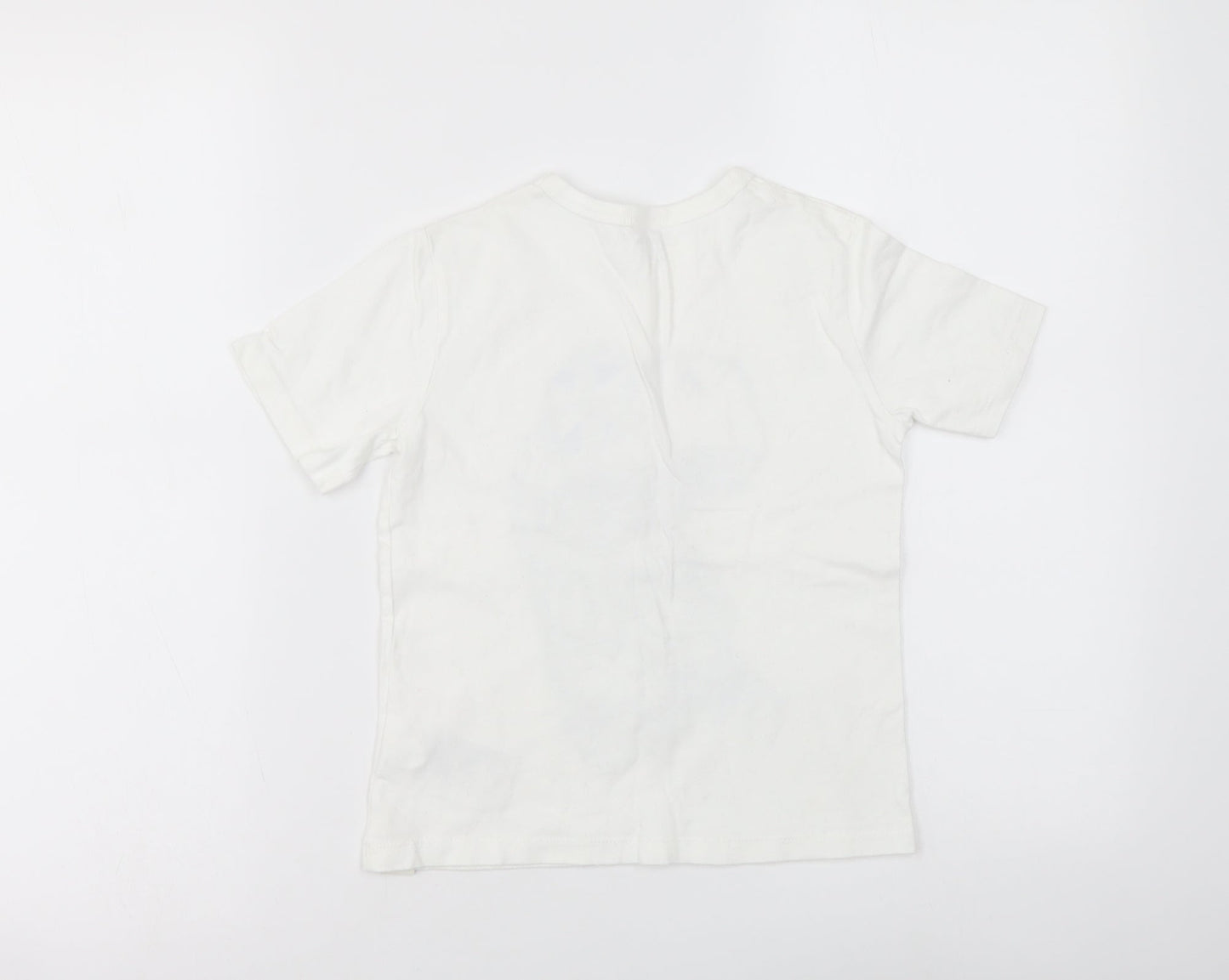 Gap Boys White Cotton Basic Polo Size 5 Years Round Neck Pullover - Dinosaur