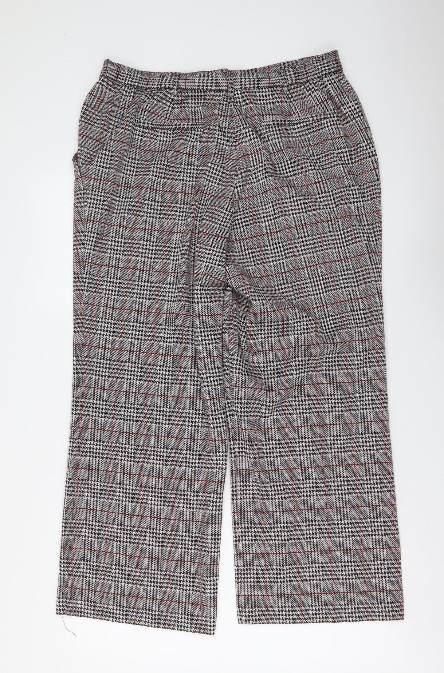 Damart Womens Grey Plaid Polyester Trousers Size 18 L27 in Regular Button