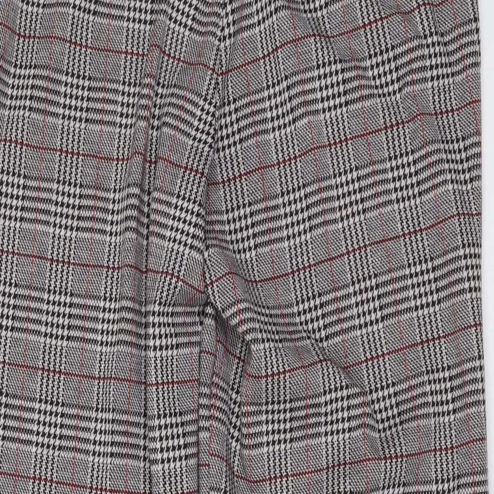 Damart Womens Grey Plaid Polyester Trousers Size 18 L27 in Regular Button