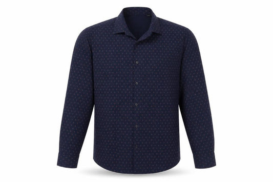 Burton Mens Blue Geometric Polyester Button-Up Size 16 Collared Button