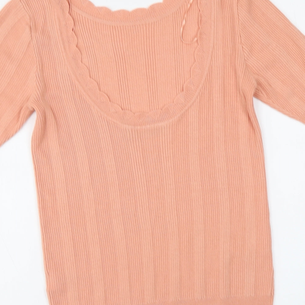 Oasis Womens Pink Round Neck Viscose Pullover Jumper Size M