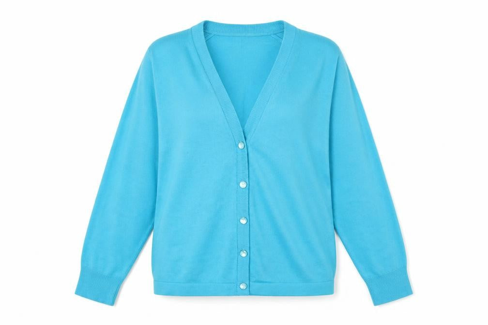 Preworn Womens Blue V-Neck Acrylic Cardigan Jumper Size L