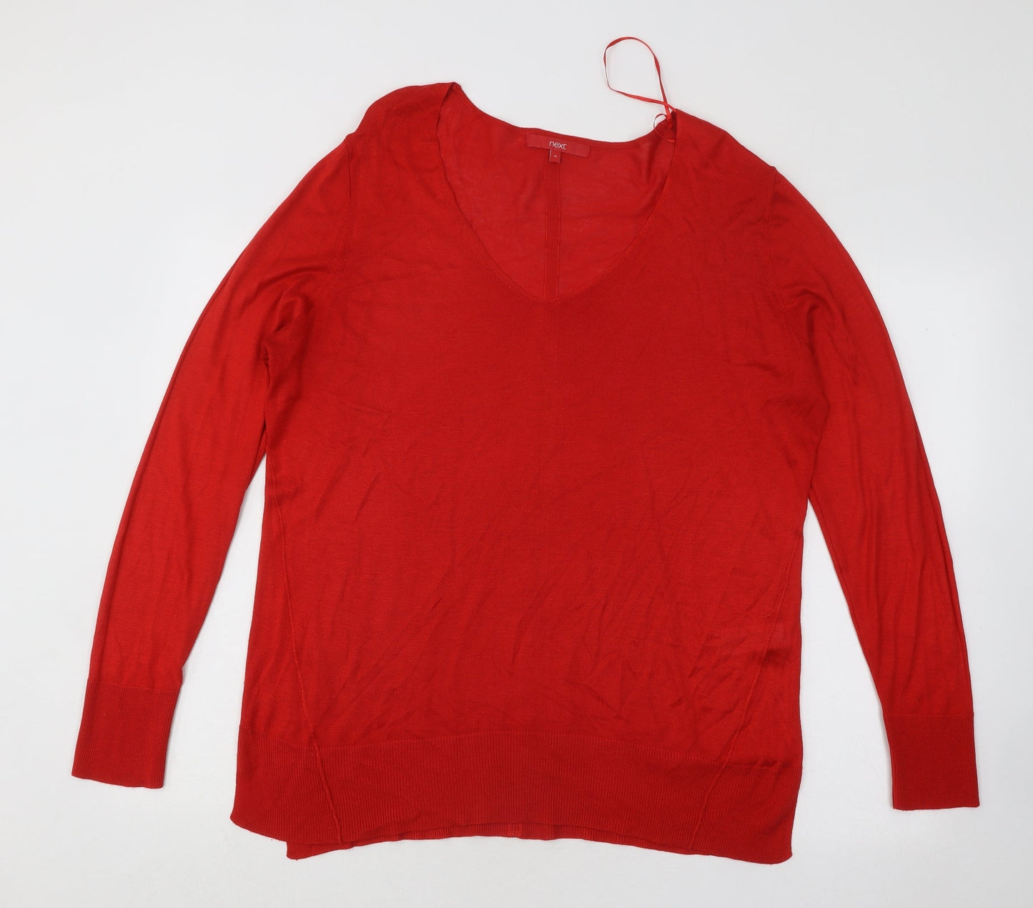 NEXT Womens Red Scoop Neck Viscose Pullover Jumper Size 16