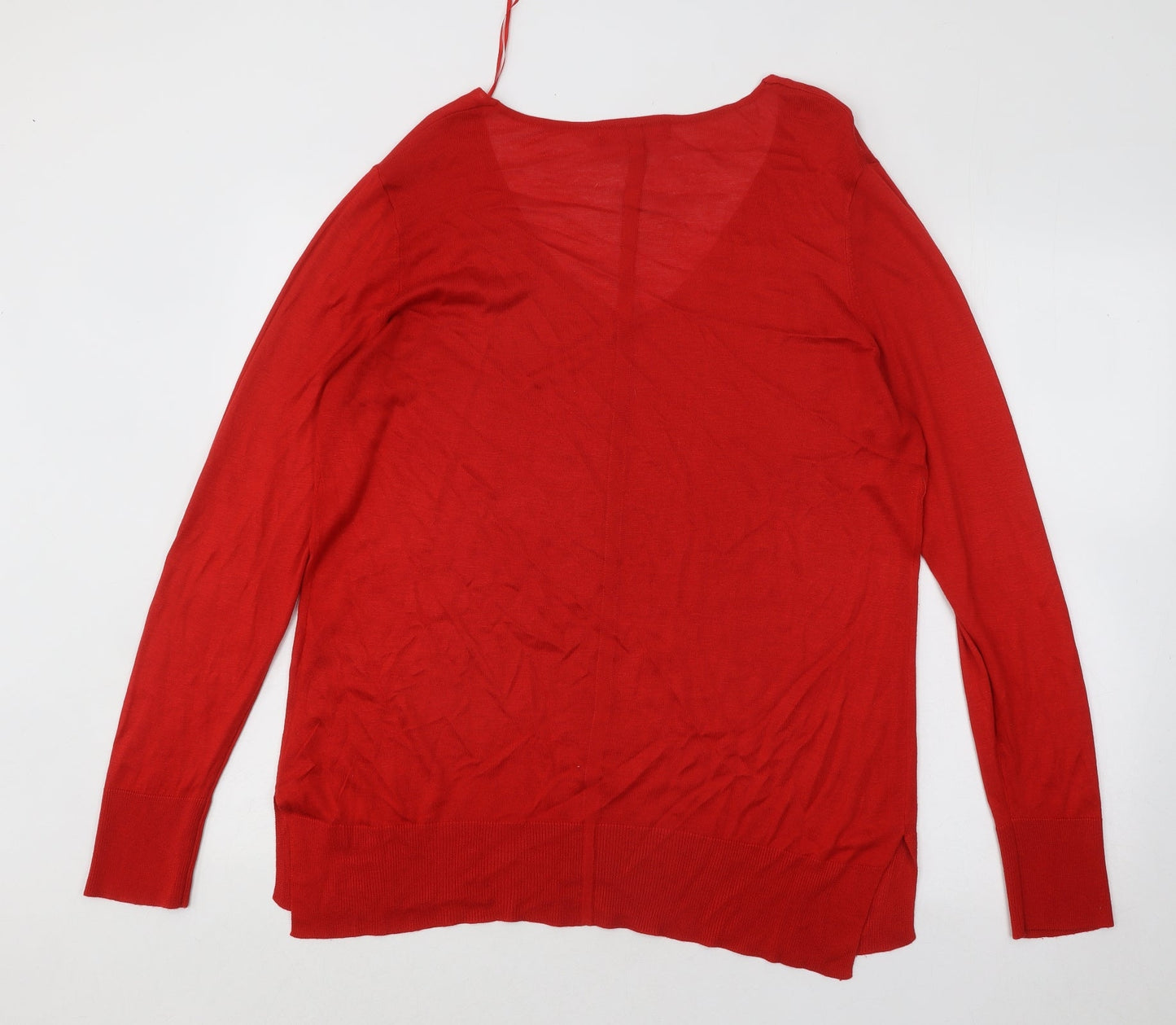 NEXT Womens Red Scoop Neck Viscose Pullover Jumper Size 16