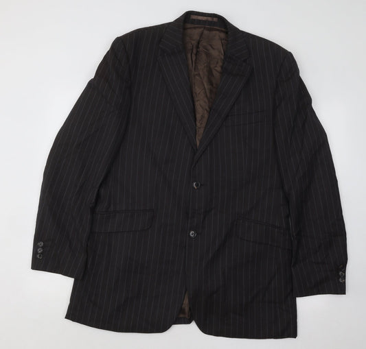 Studio Mens Brown Striped Polyester Jacket Suit Jacket Size 40