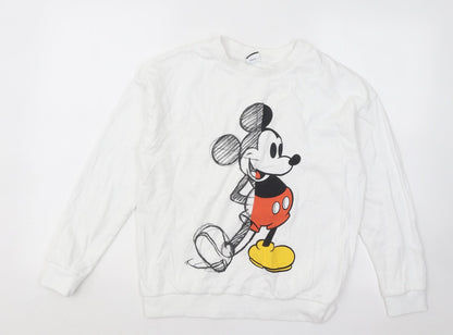 Preloved George Womens White Cotton Pullover Sweatshirt Size 8 Pullover - Mickey Mouse - Front