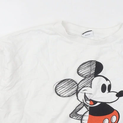 Preloved George Womens White Cotton Pullover Sweatshirt Size 8 Pullover - Mickey Mouse - Detail