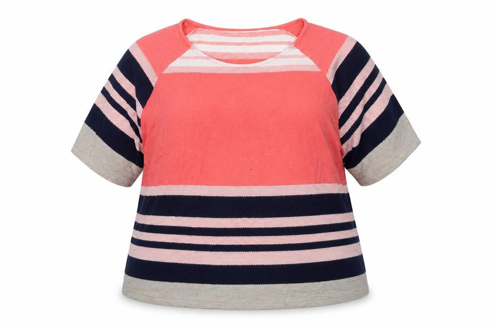 Marks & Spencer Womens Multicoloured Round Neck Striped Cotton Pullover Jumper Size 16