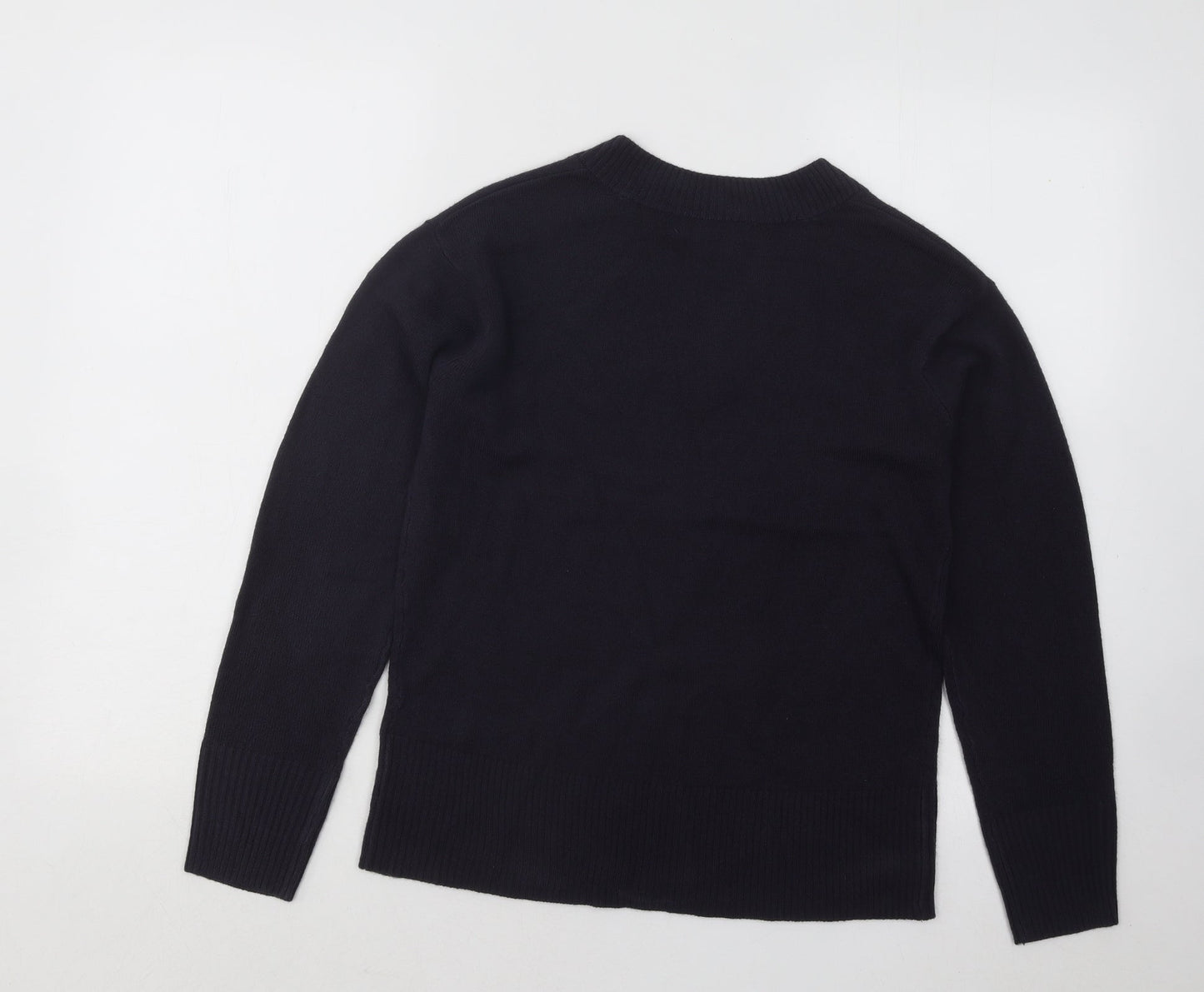 Marks and Spencer Womens Blue V-Neck Acrylic Pullover Jumper Size 8