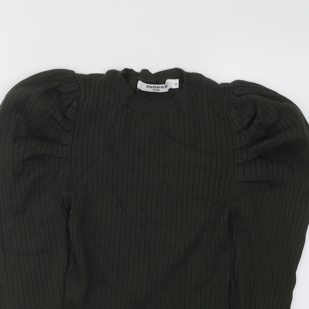 Sweewe Womens Grey Round Neck Viscose Pullover Jumper Size S
