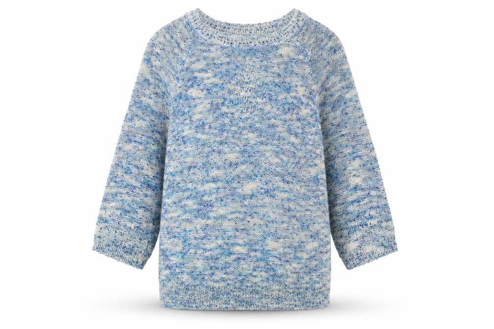 Alexera Womens Blue Boat Neck Geometric Acrylic Pullover Jumper Size S