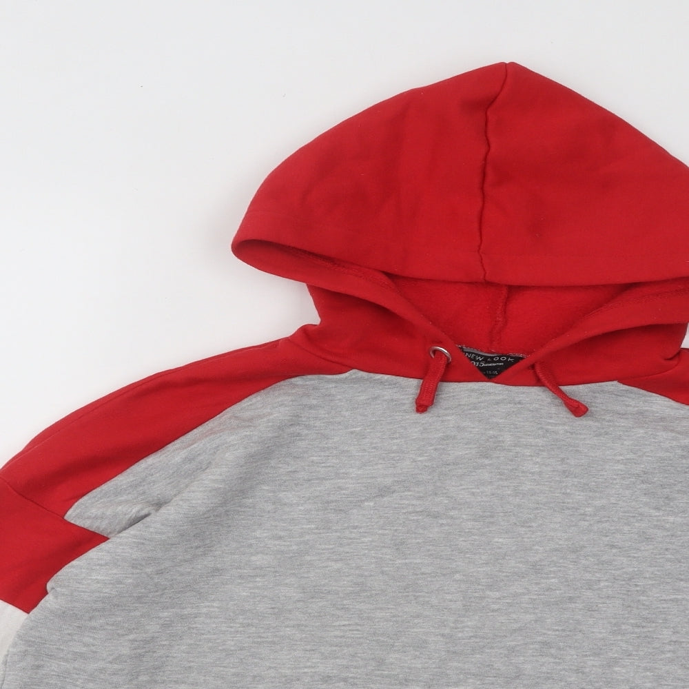New Look Girls Multicoloured Colourblock Cotton Pullover Hoodie Size 14-15 Years Pullover