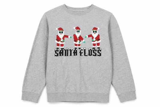 Urban Outlaws Boys Grey Cotton Pullover Sweatshirt Size 9 Years Pullover - Santa Floss Christmas