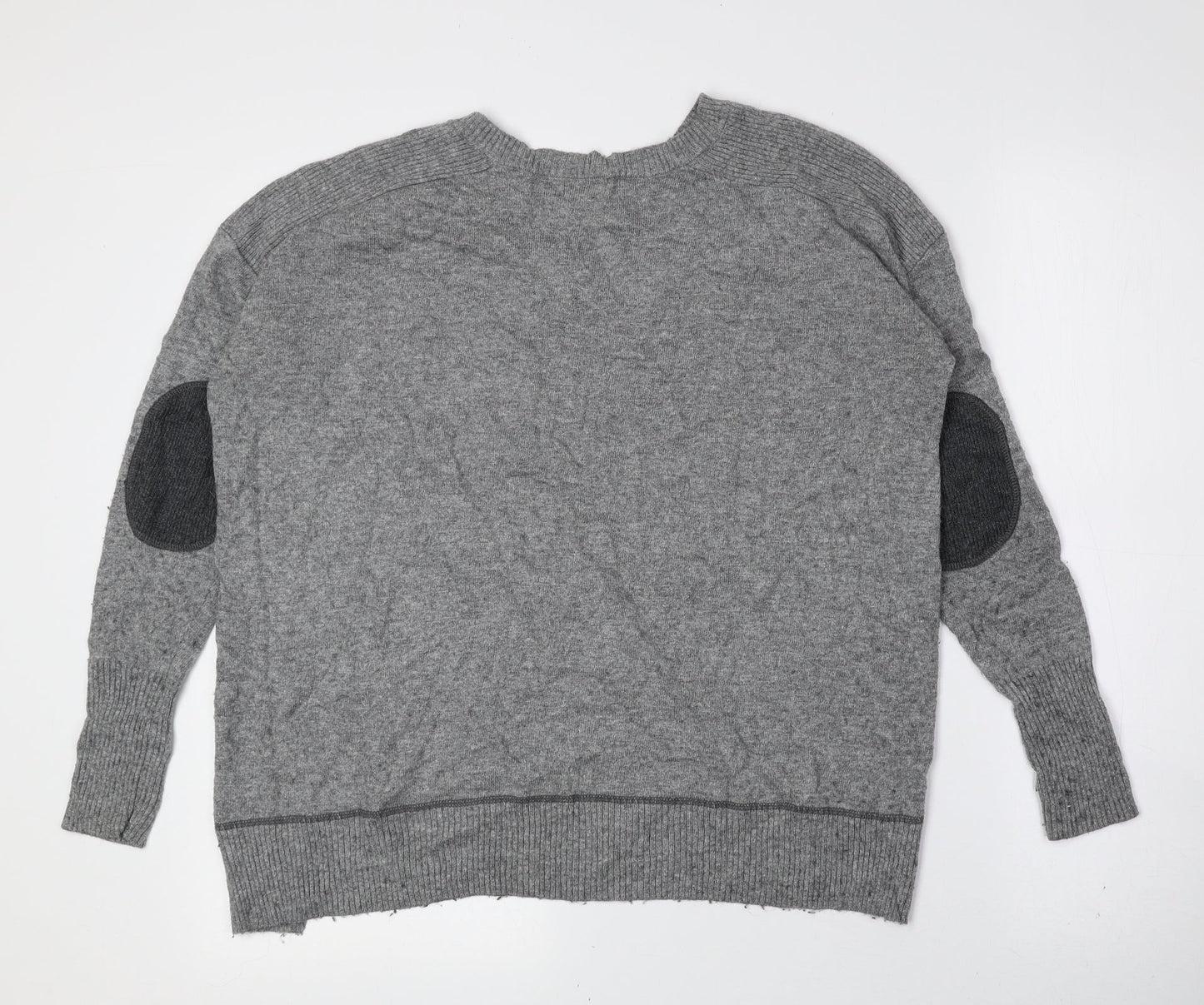 River Island Womens Grey V-Neck Viscose Pullover Jumper Size 8 - Elbow pads