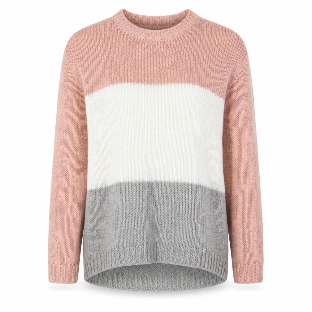 Select Womens Multicoloured Crew Neck Striped Acrylic Pullover Jumper Size 6