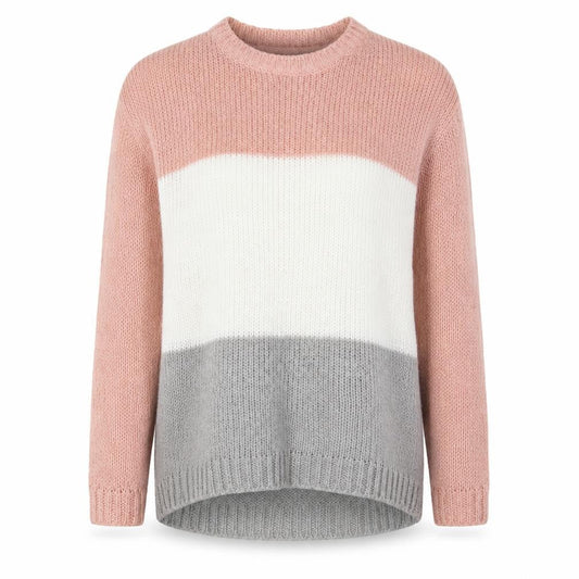 Select Womens Multicoloured Crew Neck Striped Acrylic Pullover Jumper Size 6