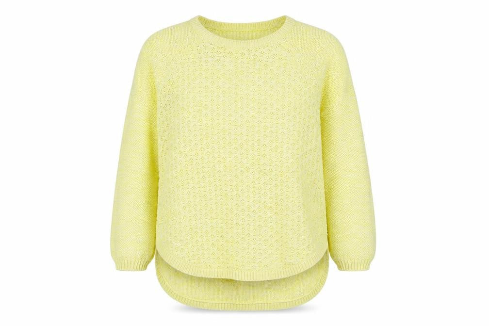 Papaya Womens Yellow Boat Neck Cotton Pullover Jumper Size S