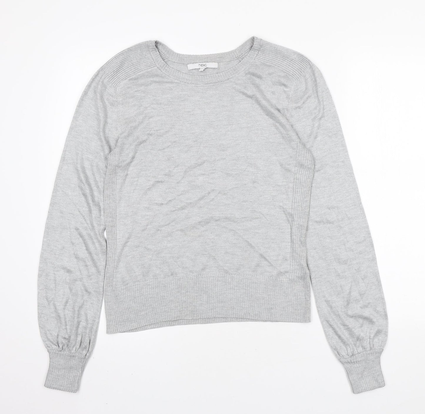 NEXT Womens Grey Round Neck Polyester Pullover Jumper Size 10 - Bell Sleeve