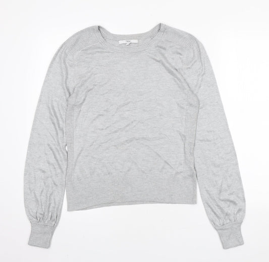 NEXT Womens Grey Round Neck Polyester Pullover Jumper Size 10 - Bell Sleeve
