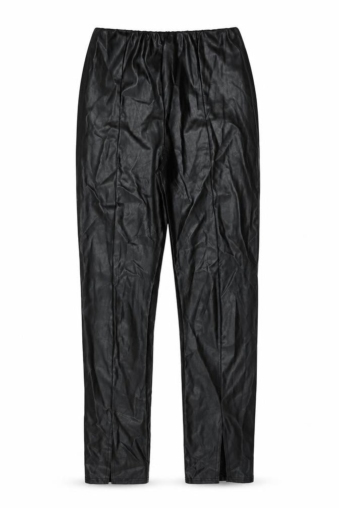 PRETTYLITTLETHING Womens Black Polyethylene Trousers Size 6 L31 in Regular