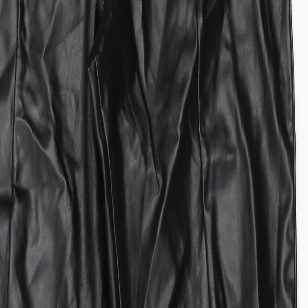PRETTYLITTLETHING Womens Black Polyethylene Trousers Size 6 L31 in Regular