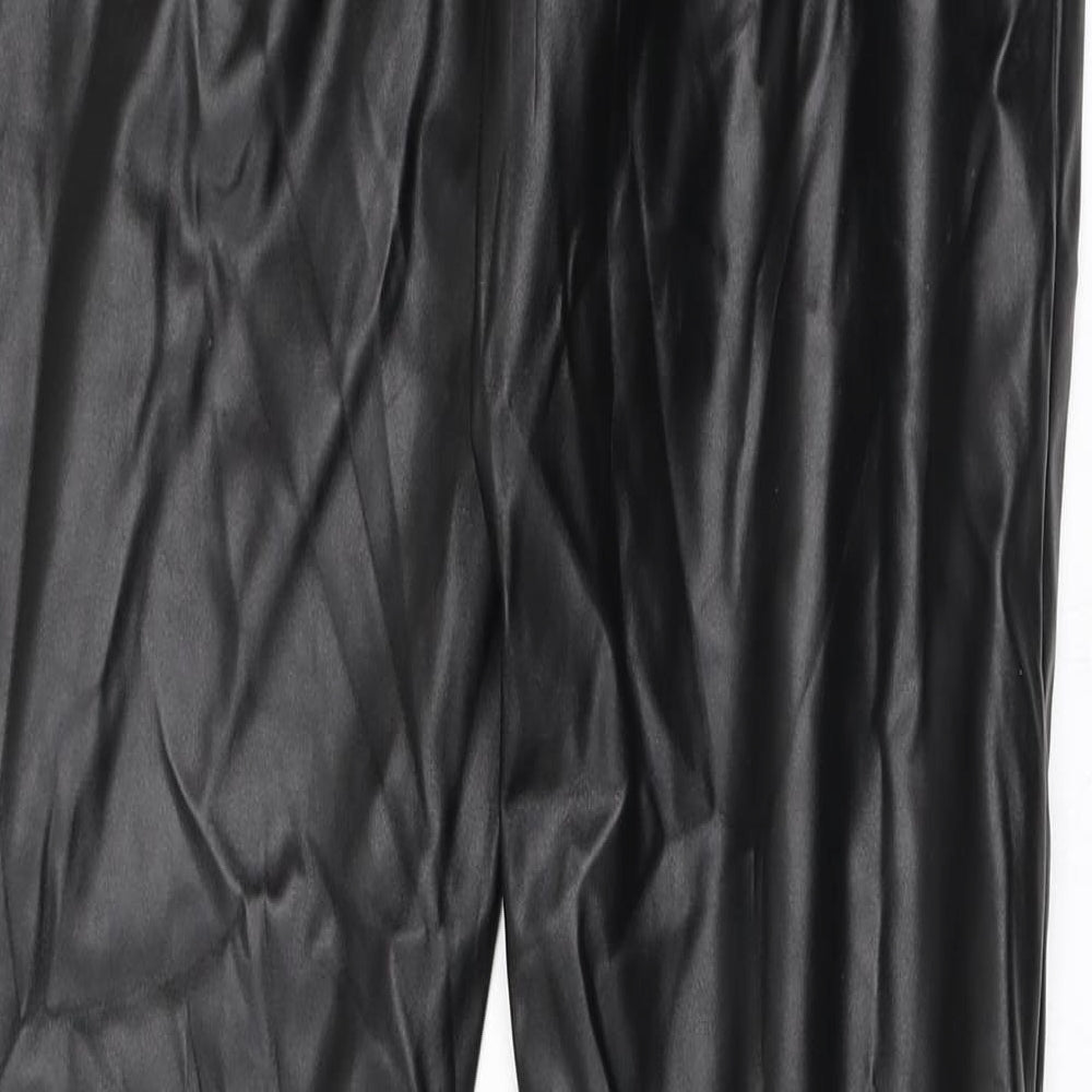 PRETTYLITTLETHING Womens Black Polyethylene Trousers Size 6 L31 in Regular
