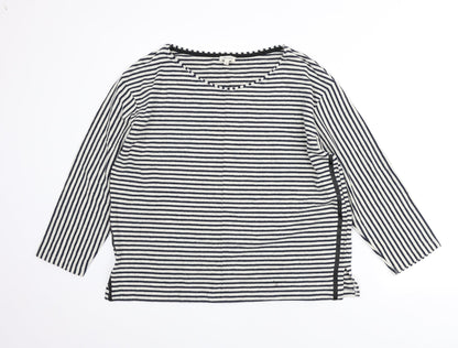 River Island Womens Ivory Round Neck Striped Cotton Pullover Jumper Size 16