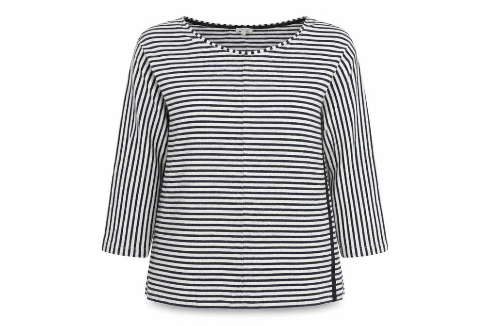 River Island Womens Ivory Round Neck Striped Cotton Pullover Jumper Size 16