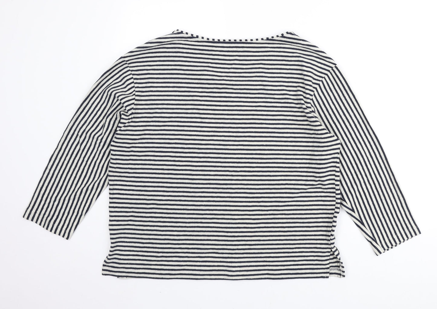 River Island Womens Ivory Round Neck Striped Cotton Pullover Jumper Size 16