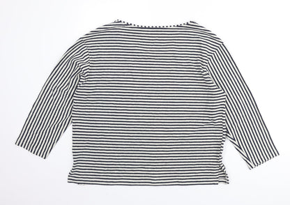 River Island Womens Ivory Round Neck Striped Cotton Pullover Jumper Size 16