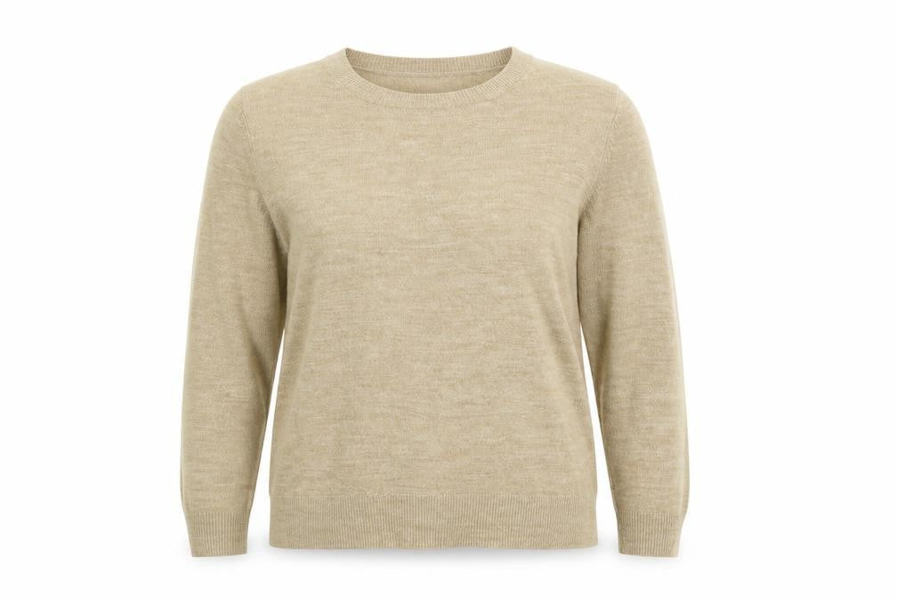 Marks & Spencer Womens Beige Round Neck Acrylic Pullover Jumper Size 14