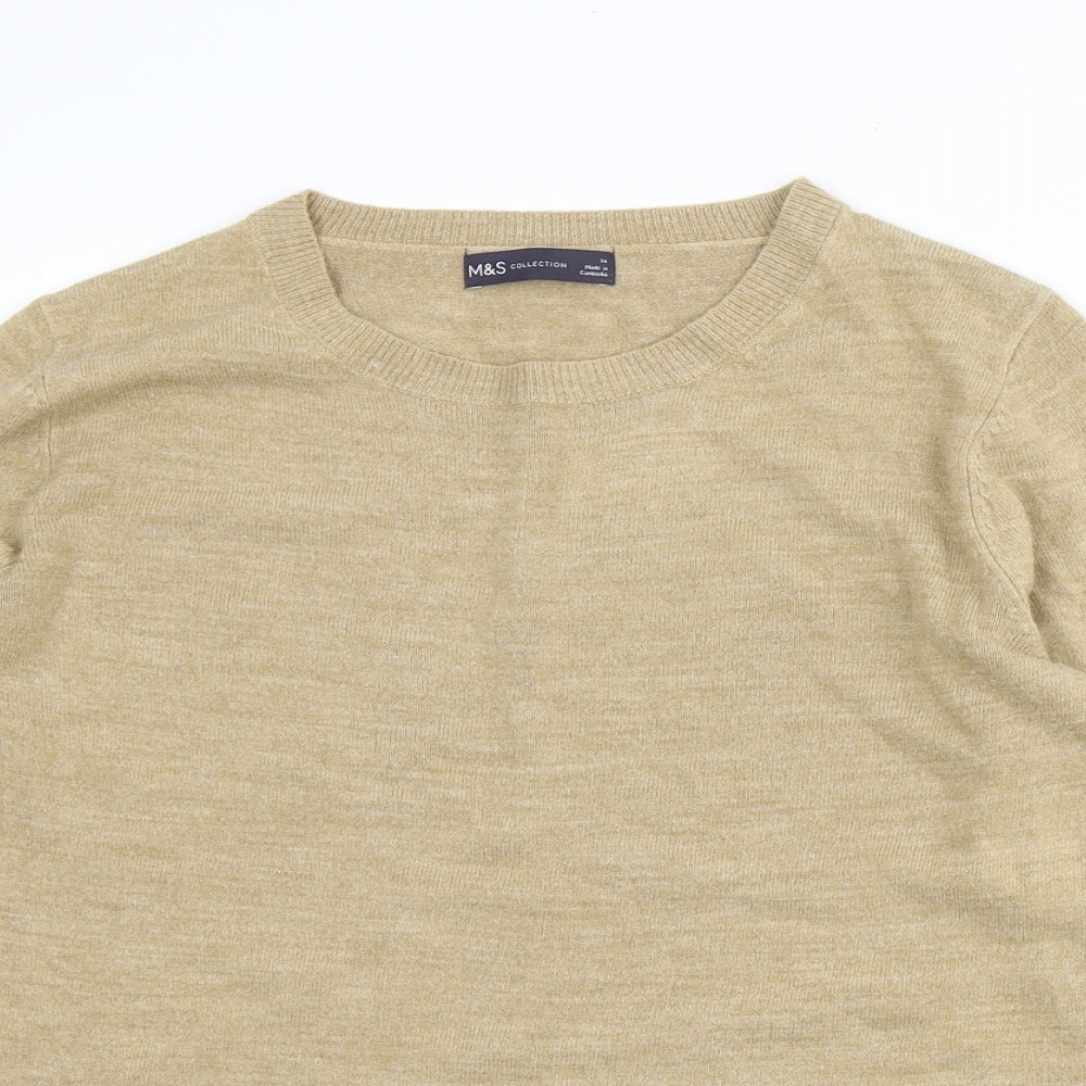 Marks and Spencer Womens Beige Round Neck Acrylic Pullover Jumper Size 14