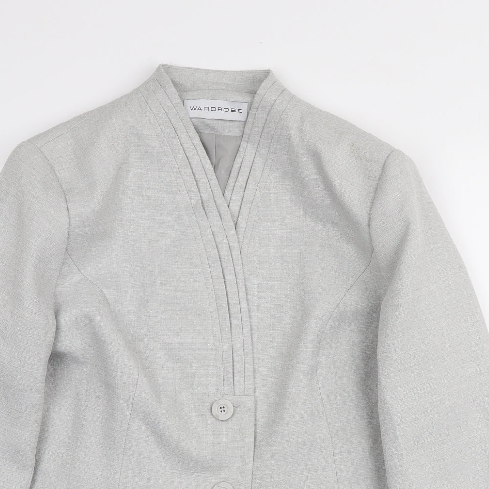 Wardrobe Womens Grey Polyester Jacket Blazer Size 16