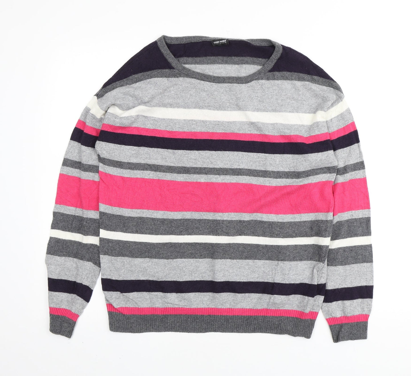 Gerry Weber Womens Multicoloured Round Neck Striped Viscose Henley Jumper Size M