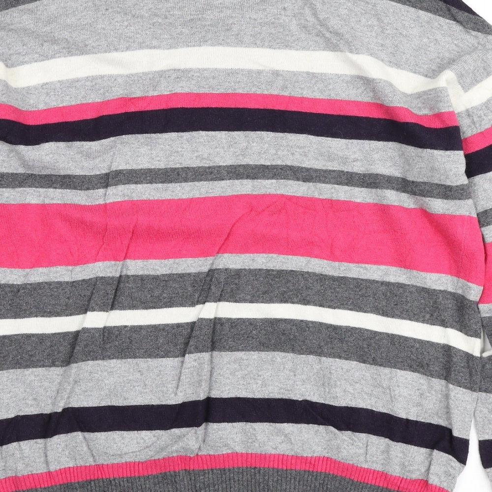 Gerry Weber Womens Multicoloured Round Neck Striped Viscose Henley Jumper Size M