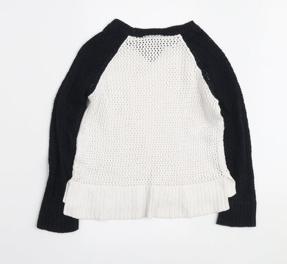 Topshop Womens White Round Neck Cotton Pullover Jumper Size 8